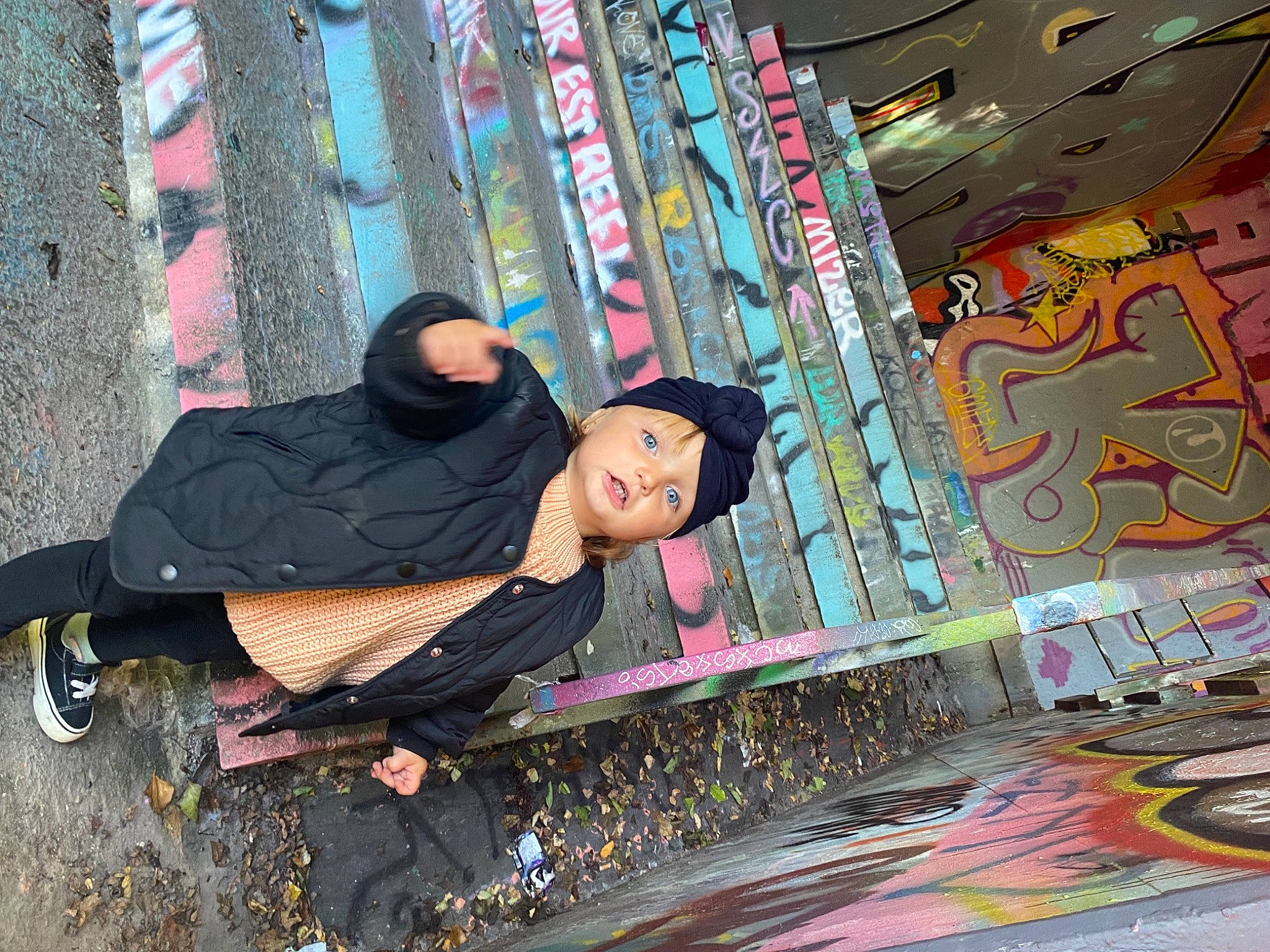 Mia-rose participe au concours pour gagner de l'argent avec cette photo : art, artist, cap, city, cool, fun, graffiti, hat, headwear, illustration, leisure, magenta, mural, pattern, person, pink, recreation, road, sidewalk, street