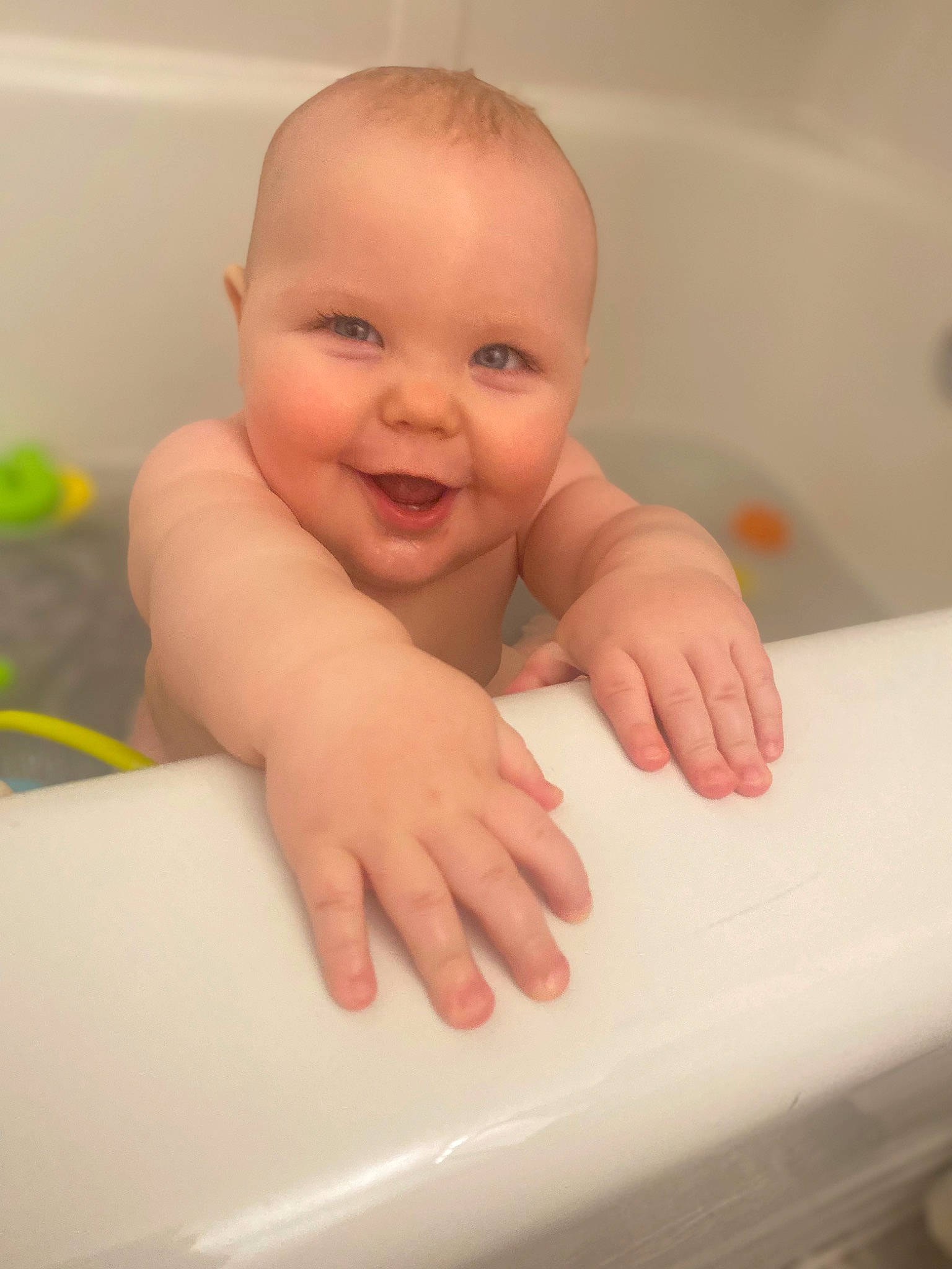 Cayson is registered to the contest to win money with this photo: baby, baby_bathing, baby_playing_with_toys, baby_products, bathing, bathroom, bathtub, cheek, child, comfort, fluid, foot, fun, happy, joy, person, plumbing, plumbing_fixture, skin, smile