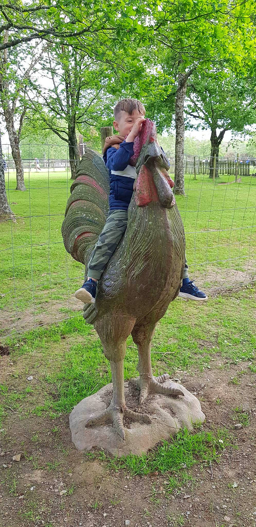 Matei a rejoint le concours — aidez-le/la à gagner de superbes lots ! art, beak, bird, chicken, feather, flightless_bird, fowl, galliformes, grass, livestock, person, phasianidae, plant, poultry, sculpture, statue, tail, tree, trunk, turkey