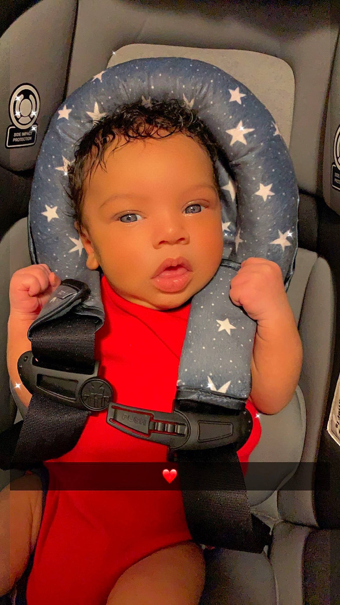 Messiah joined the competition — help win amazing prizes! auto_part, automotive_design, baby_carriage, baby_products, baby_toddler_clothing, black_hair, car_seat, cheek, child, comfort, eye, eyebrow, finger, mouth, nose, person, product, skin, thumb, toddler