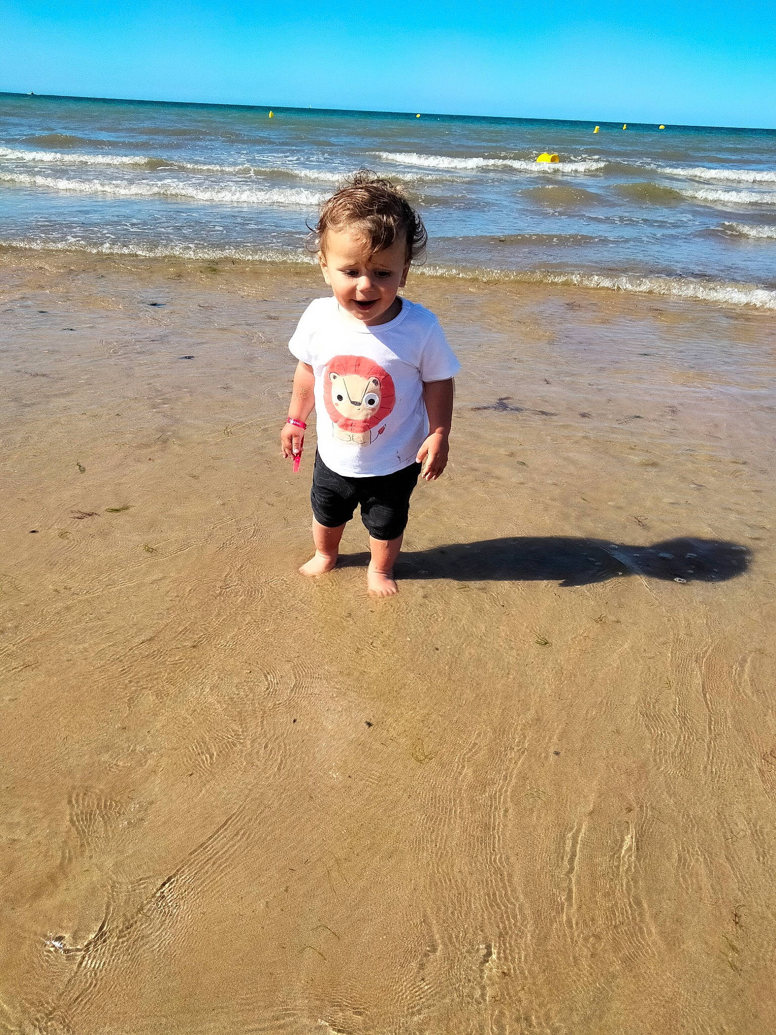 Adel participe au concours pour gagner de l'argent avec cette photo : azure, beach, cloud, coastal_and_oceanic_landforms, fun, happy, horizon, landscape, leisure, people_in_nature, people_on_beach, person, recreation, sand, sky, smile, t_shirt, toddler, travel, water