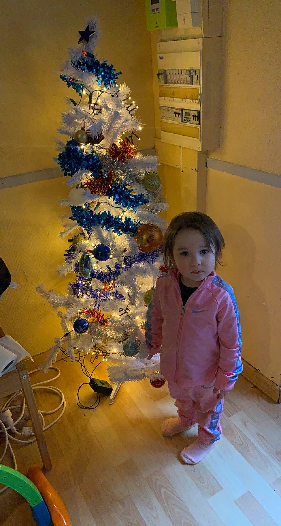 Allyana participe au concours pour gagner de l'argent avec cette photo : baby_toddler_clothing, child, christmas, christmas_decoration, christmas_ornament, christmas_tree, conifer, event, flooring, fun, holiday, holiday_ornament, ornament, party_supply, person, room, toddler, tree, winter, wood