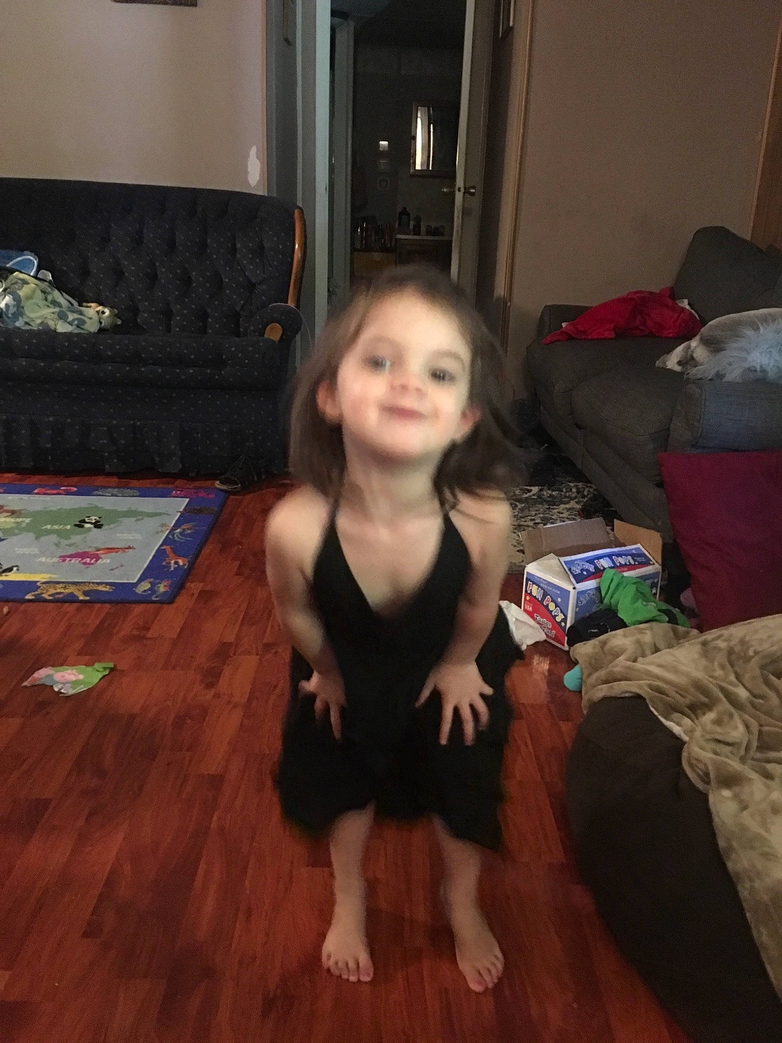 Willa is registered to the contest to win money with this photo: child, fawn, floor, flooring, hardwood, head, laminate_flooring, leg, long_hair, person, room, toddler, wood, wood_flooring