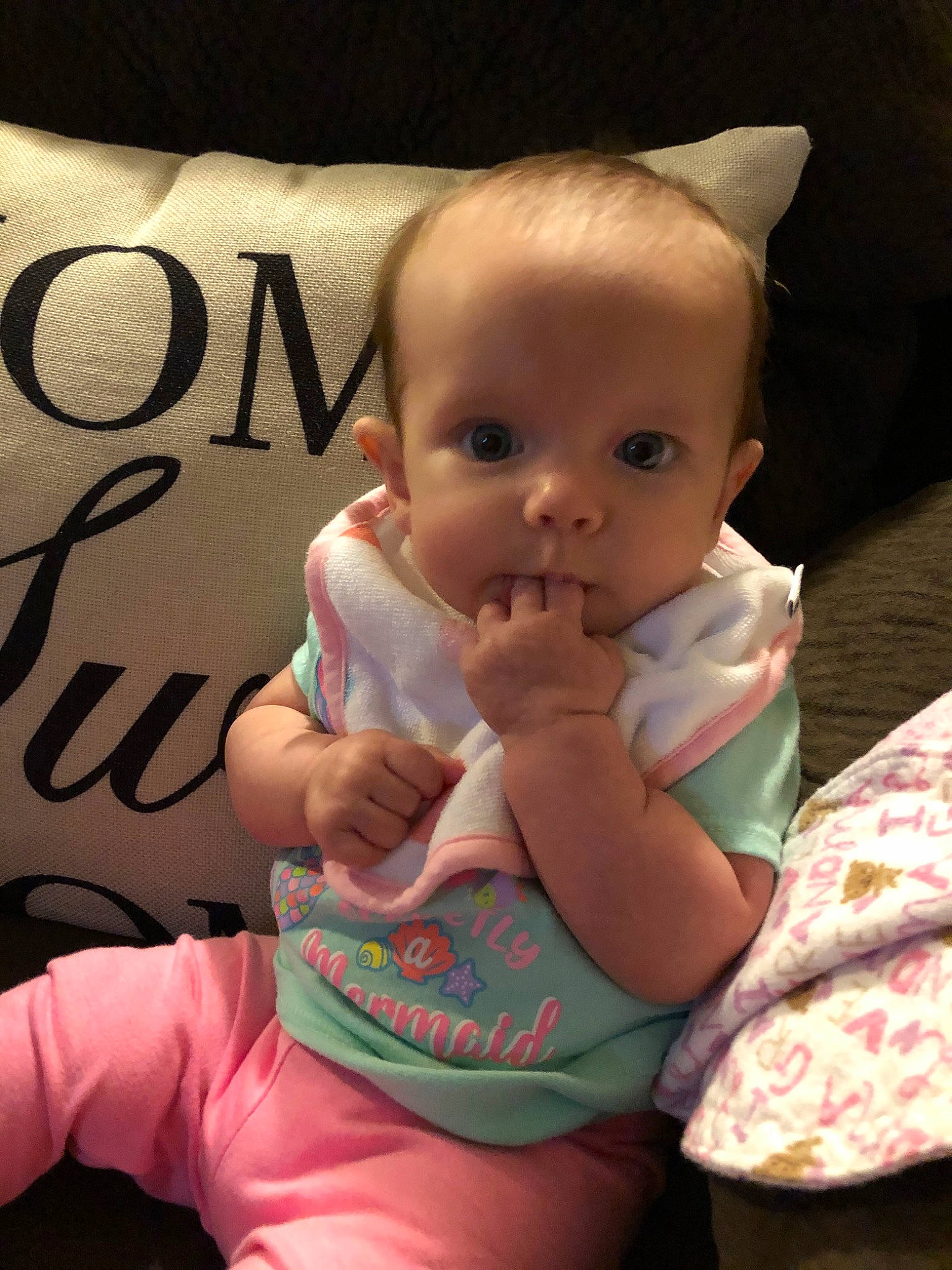 Lynley joined the competition — help win amazing prizes! arm, baby, baby_toddler_clothing, cheek, child, forehead, hand, person, pink, sitting, skin, toddler