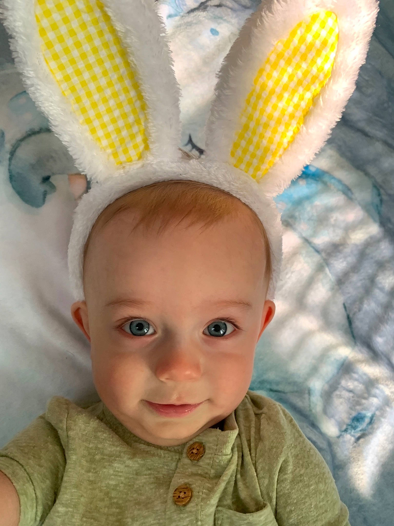 Frankie joined the competition — help win amazing prizes! baby, baby_toddler_clothing, beauty, child, ear, easter, easter_bunny, event, fashion_accessory, fun, green, happy, headgear, organ, party_supply, person, photograph, snapshot, toddler, white