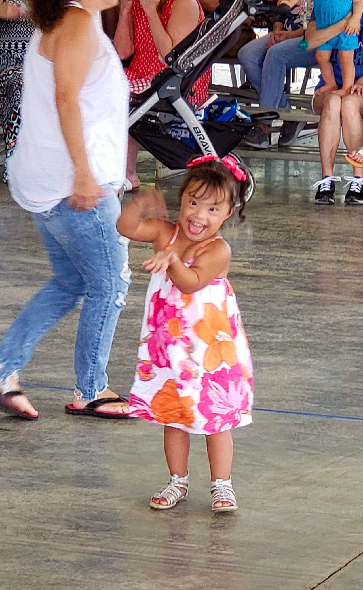 Aryana Paige Slaughter is registered to the contest to win money with this photo: child, daughter, event, footwear, fun, joy, leg, leisure, person, pink, smile, snapshot, toddler, vacation