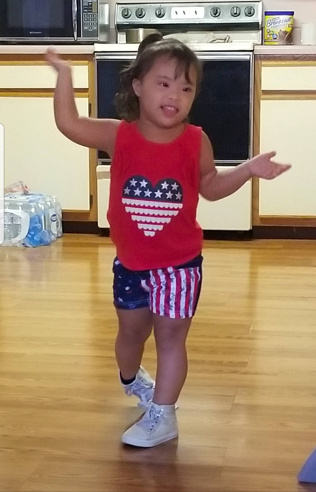 Aryana joined the competition — help win amazing prizes! arm, balance, child, dance, fun, human_body, human_leg, joint, joy, knee, leg, person, play, shoulder, standing, toddler, trunk
