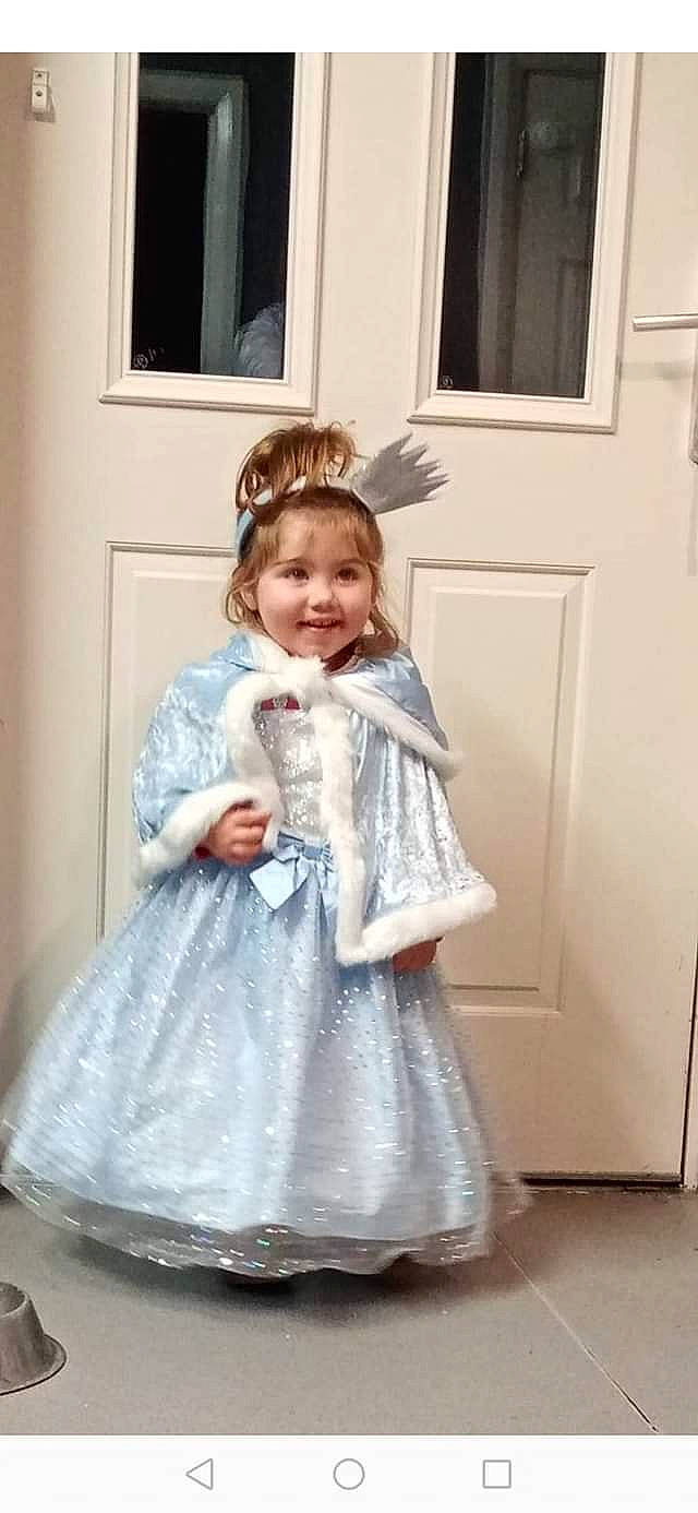 Lacey joined the competition — help win amazing prizes! baby, baby_toddler_clothing, child, child_model, costume, day_dress, door, dress, embellishment, floor, flooring, gown, hair_accessory, headpiece, home_door, joy, molding, one_piece_garment, pattern, person