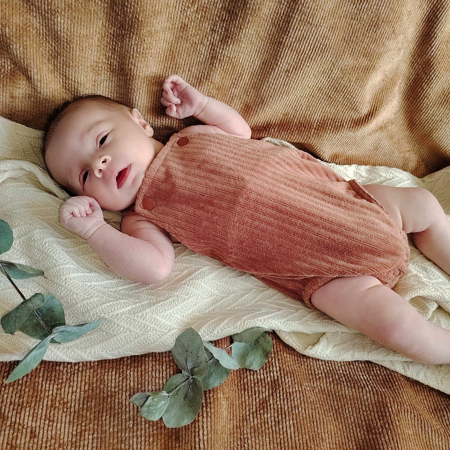 Naolyne participe au concours pour gagner de l'argent avec cette photo : baby, bed, blanket, bodypart, cushion, face, finger, hand, happy, head, homedecor, leaf, newborn, person, photography, plant, portrait, quilt, sleeping, smile