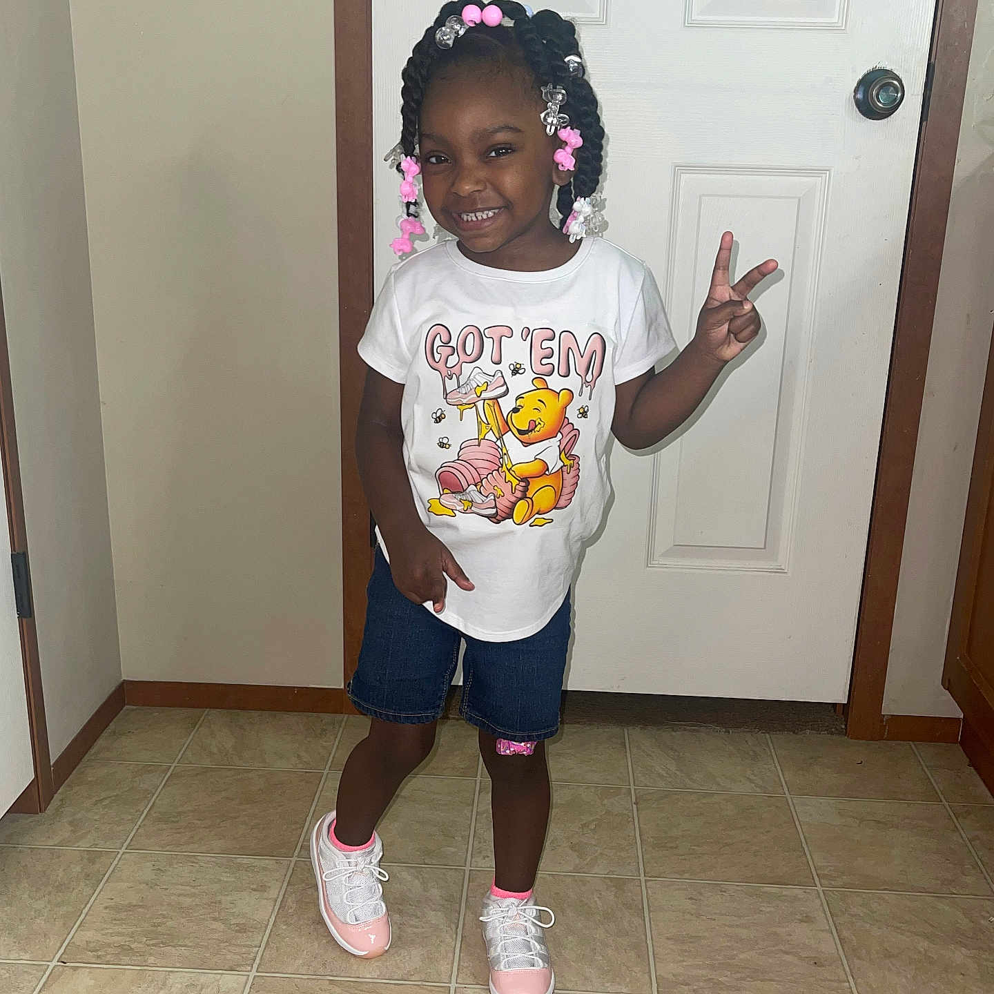 Jaziya joined the competition — help win amazing prizes! bodypart, child, clothing, door, face, female, finger, footwear, girl, head, pants, person, photography, portrait, shoe, shorts, sitting, sleeve, standing, t_shirt