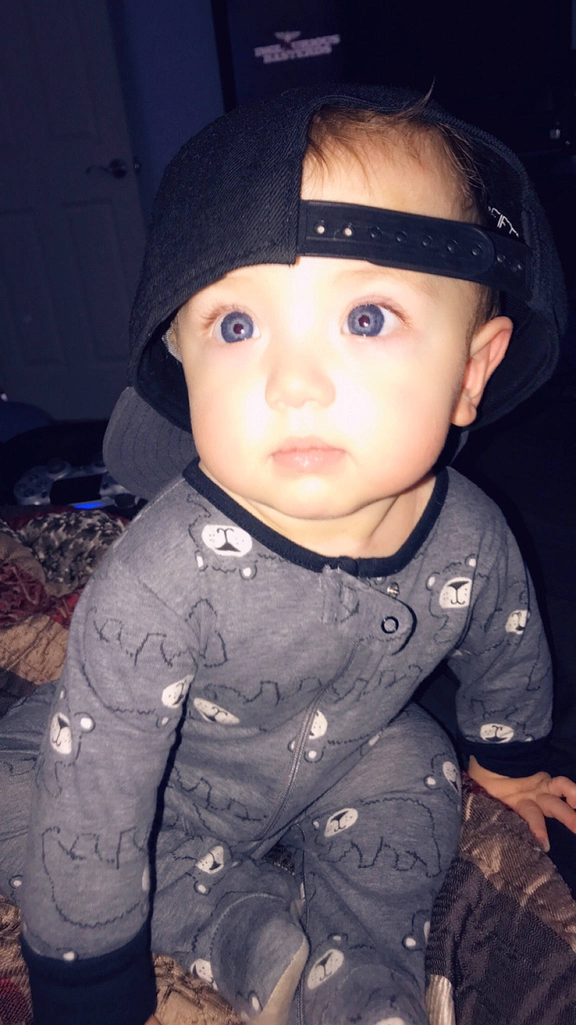 Michael joined the competition — help win amazing prizes! baby, black_hair, cheek, child, cool, eye, face, forehead, head, headgear, headwear, person, toddler