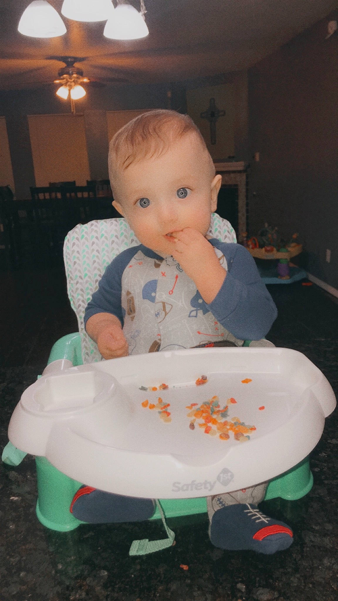 Michael joined the competition — help win amazing prizes! baby, child, comfort_food, eating, food, person, sitting, tableware, toddler