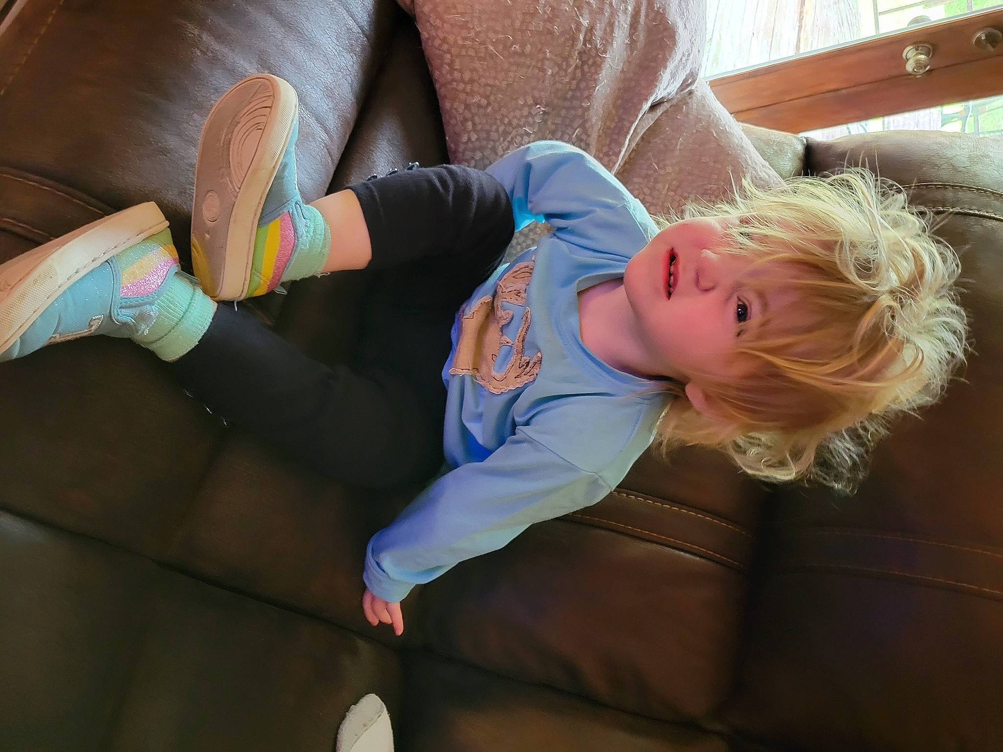 Breleigh joined the competition — help win amazing prizes! arm, baby_toddler_clothing, blond, clothing, comfort, elbow, electric_blue, finger, fun, hand, happy, human_leg, joint, knee, leg, person, sock, sportswear, thigh, toddler