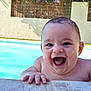 Malone participe au concours pour gagner de l'argent avec cette photo : baby, child, pool, water, wet, smiling, happy, face, skin, hand, outdoor, summer, playing, closeup, young, joy, cute, fun, swimming, expression