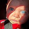 Dominic joined the competition — help win amazing prizes! baby, blue_eyes, face, child, red_clothing, seatbelt, closeup, portrait, infant, skin, expression, sunlight, shadow, indoor, person, young_child, cute, human, head, eyes