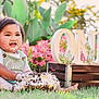 baby, child, cake, birthday, grass, flowers, outdoor, celebration, smiling, happy, face, greenery, wooden_crate, decor, one, nature, sunlight, cute, infant, first_birthday
