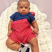 Dylan joined the competition — help win amazing prizes! baby, blanket, bracelet, child, clothing, comfortable, cute, expression, fabric, face, footwear, indoor, infant, person, portrait, shoe, shorts, sitting, texture, tshirt
