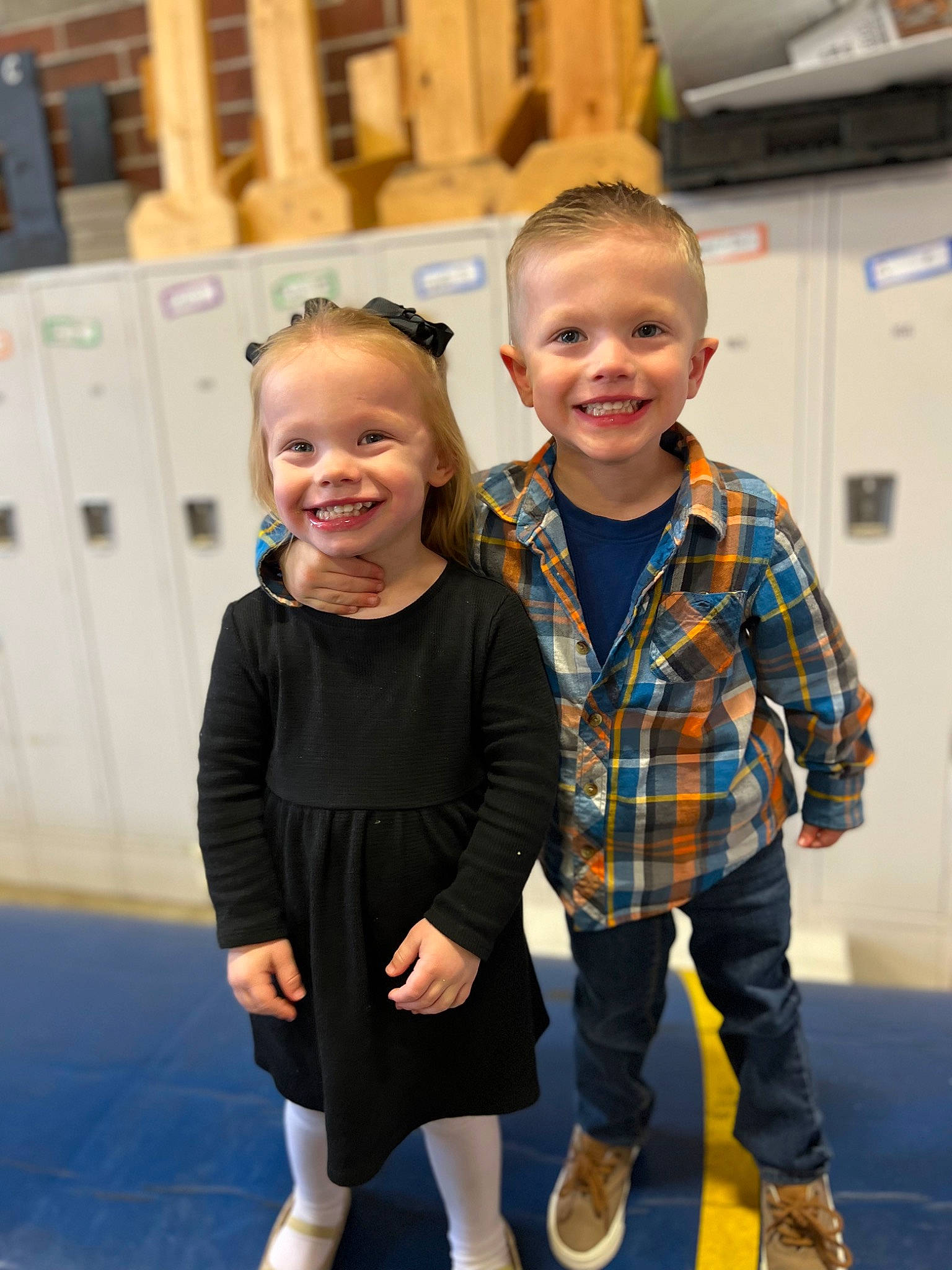 Ryker joined the competition — help win amazing prizes! blond, child, electric_blue, event, eye, face, facial_expression, flooring, fun, gesture, hairstyle, happy, joy, leisure, person, plaid, sleeve, smile, standing, t_shirt