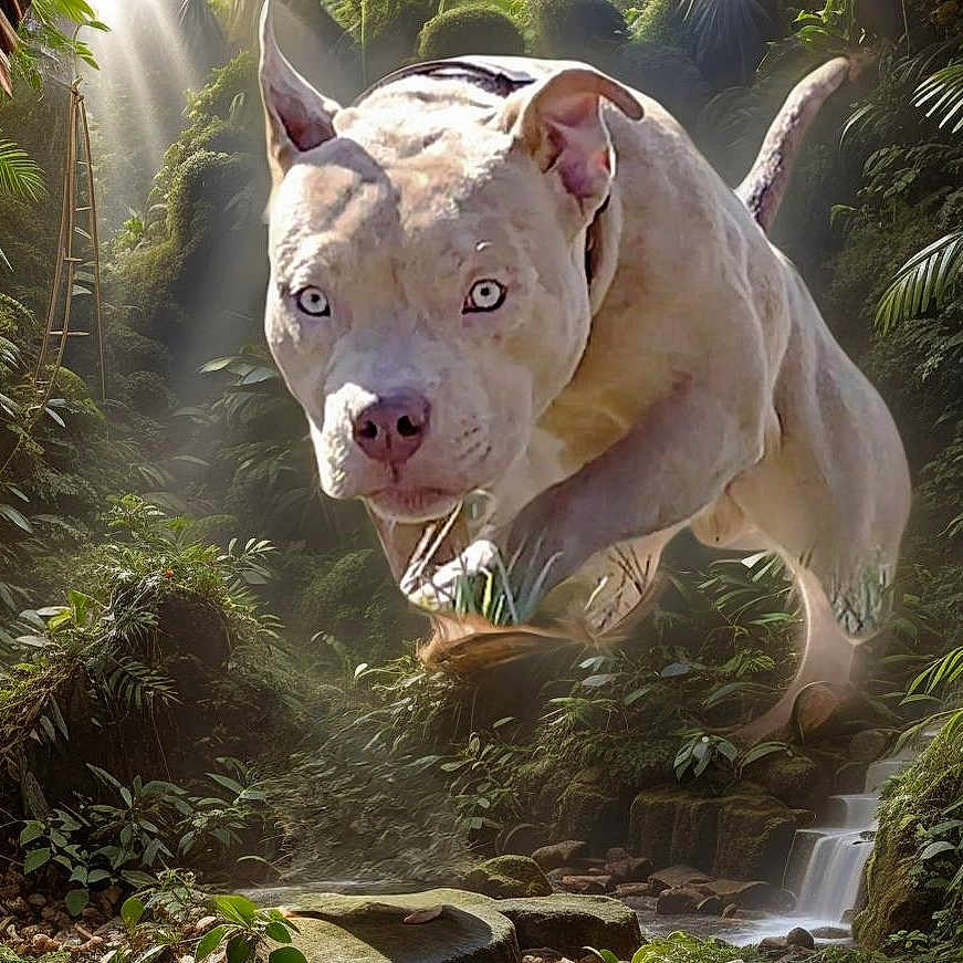 Onyx a rejoint le concours — aidez-le/la à gagner de superbes lots ! animal, bulldog, canine, dog, jungle, land, nature, outdoors, panther, pet, pitbull, plant, rainforest, rock, tiger, tree, vegetation, water, woodland, zoo