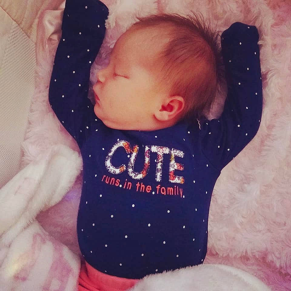 Lavega is registered to the contest to win money with this photo: arm, baby, baby_toddler_clothing, cheek, child, cool, design, hand, head, lip, love, outerwear, pattern, person, pink, product, skin, sleep, t_shirt, textile