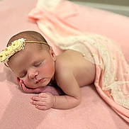 Alaia joined the competition — help win amazing prizes! baby, blanket, closeup, cute, face, flower, hand, headband, indoors, infant, newborn, peaceful, pink_blanket, portrait, resting, skin, sleep, sleeping, soft, toddler