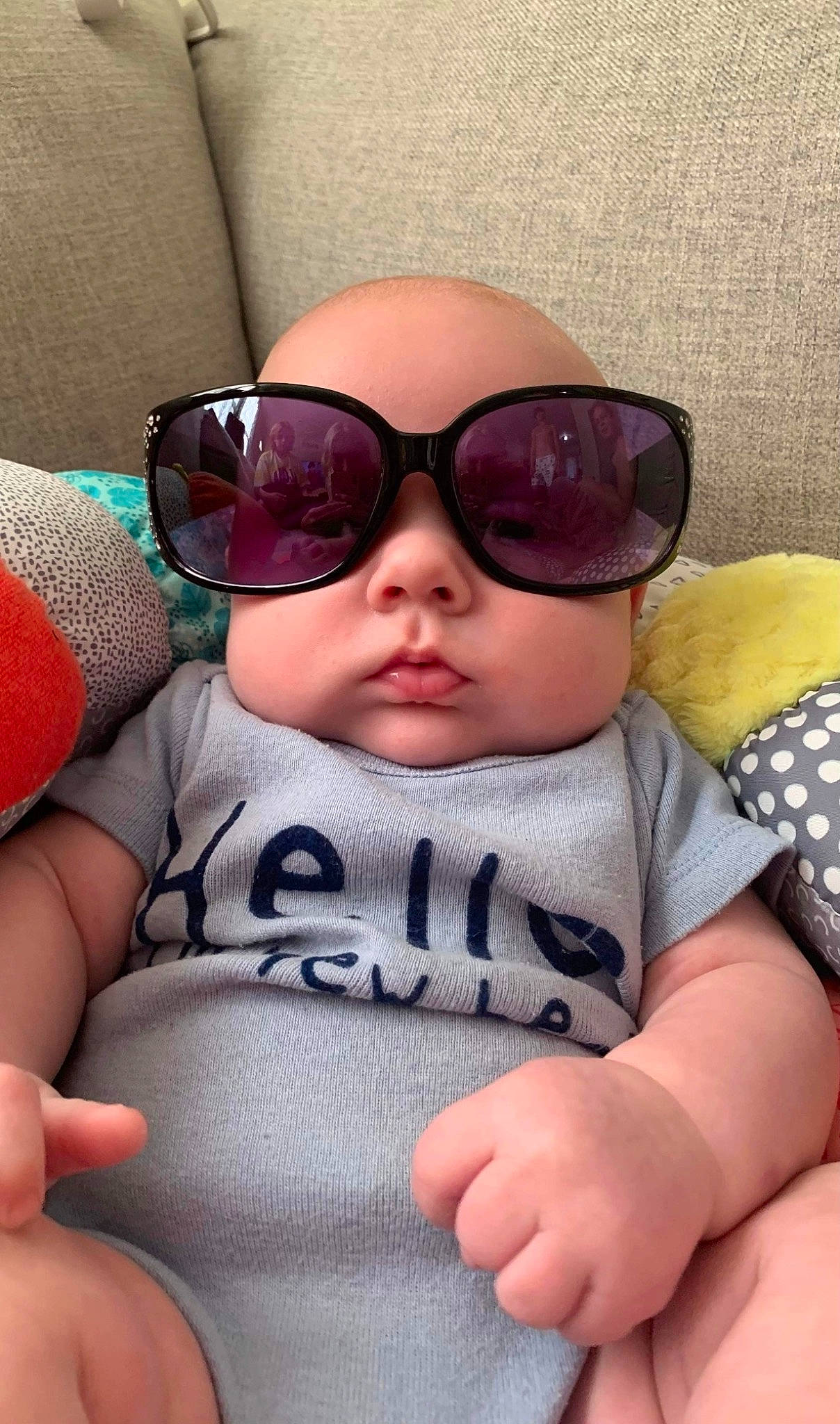 Jaxton joined the competition — help win amazing prizes! baby, baby_toddler_clothing, cheek, chin, comfort, eye, face, facial_expression, glasses, goggles, hand, head, lip, mouth, nose, person, product, skin, smile, sunglasses