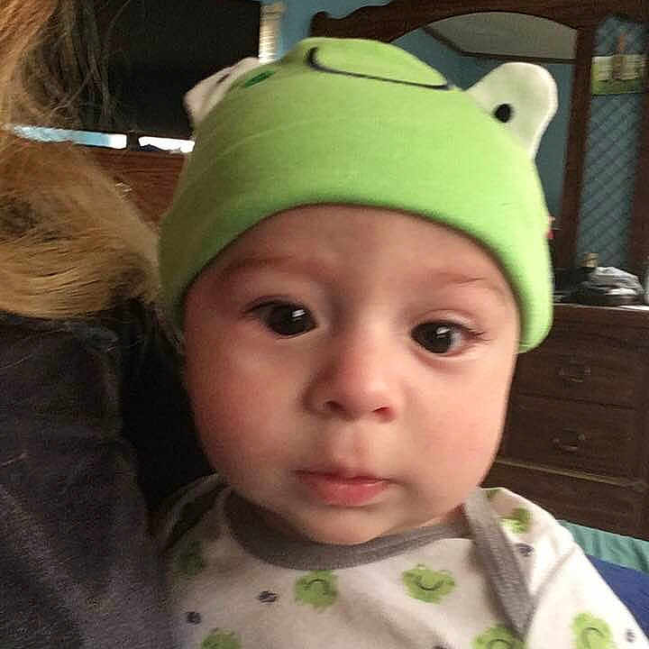 Javier joined the competition — help win amazing prizes! baby, cheek, child, ear, face, forehead, head, headgear, headwear, person, toddler