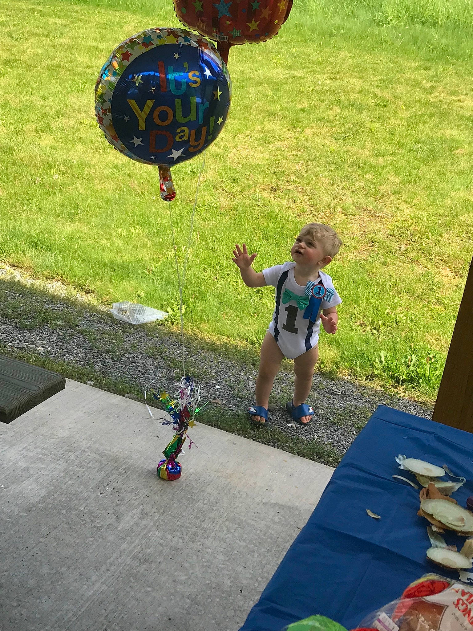 Samual joined the competition — help win amazing prizes! ball, balloon, child, fun, games, grass, leisure, party, party_supply, person, play, playground, recreation, summer, toddler, tree, vacation, vehicle, world