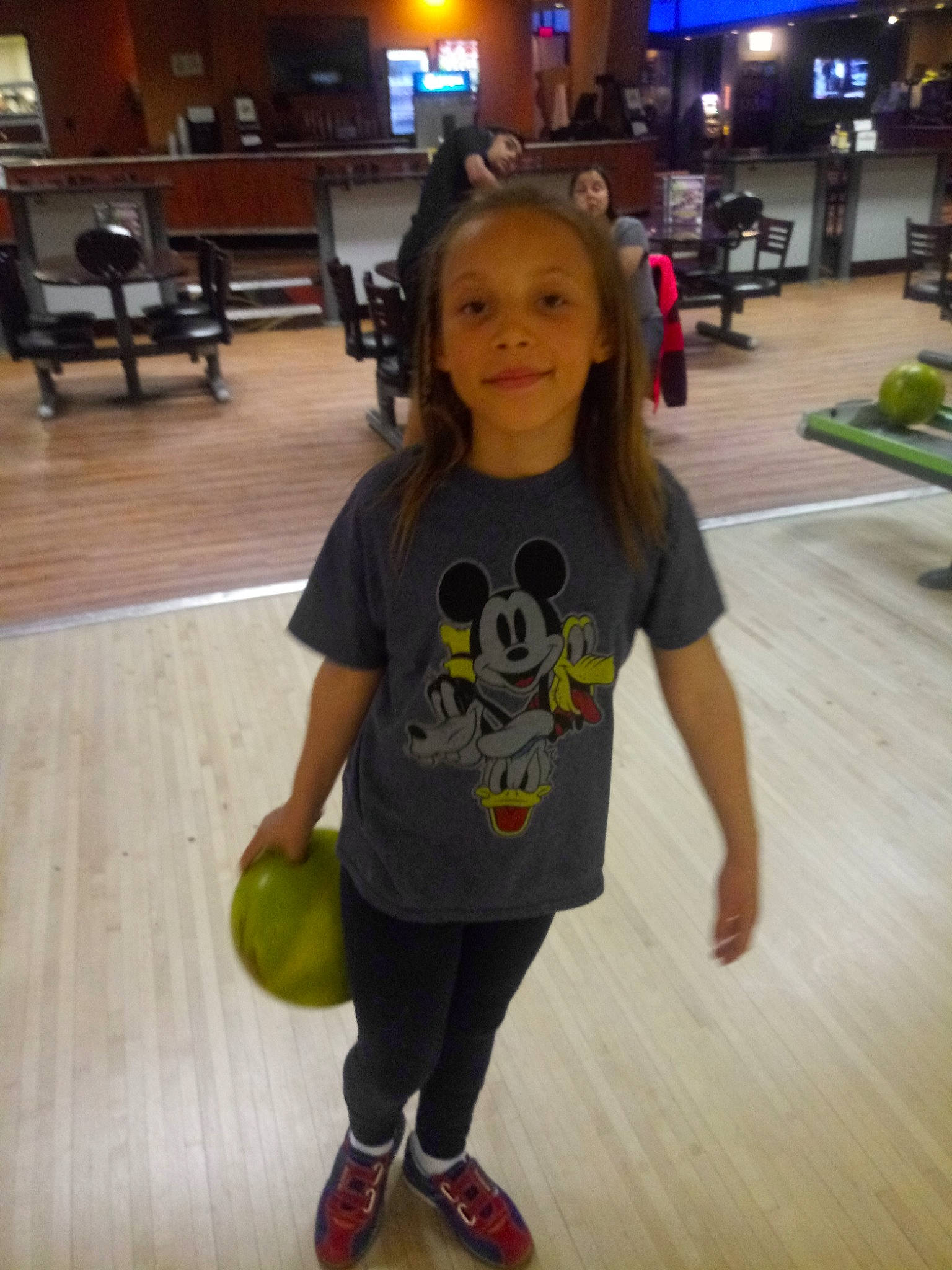 Shania is registered to the contest to win money with this photo: ball, ball_game, bowler, bowling, bowling_ball, bowling_equipment, child, footwear, fun, person, play, sports_equipment, sportswear, standing, t_shirt, ten_pin_bowling, toddler