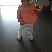 Yasmine Annabi a rejoint le concours — aidez-le/la à gagner de superbes lots ! accessory, casual_clothing, child, coat_rack, cookie, cute, dark_floor, hair_buns, headband, indoor, necklace, pink_top, portrait, reflection, snack, standing, sunglasses, toddler, white_leggings, white_shoes