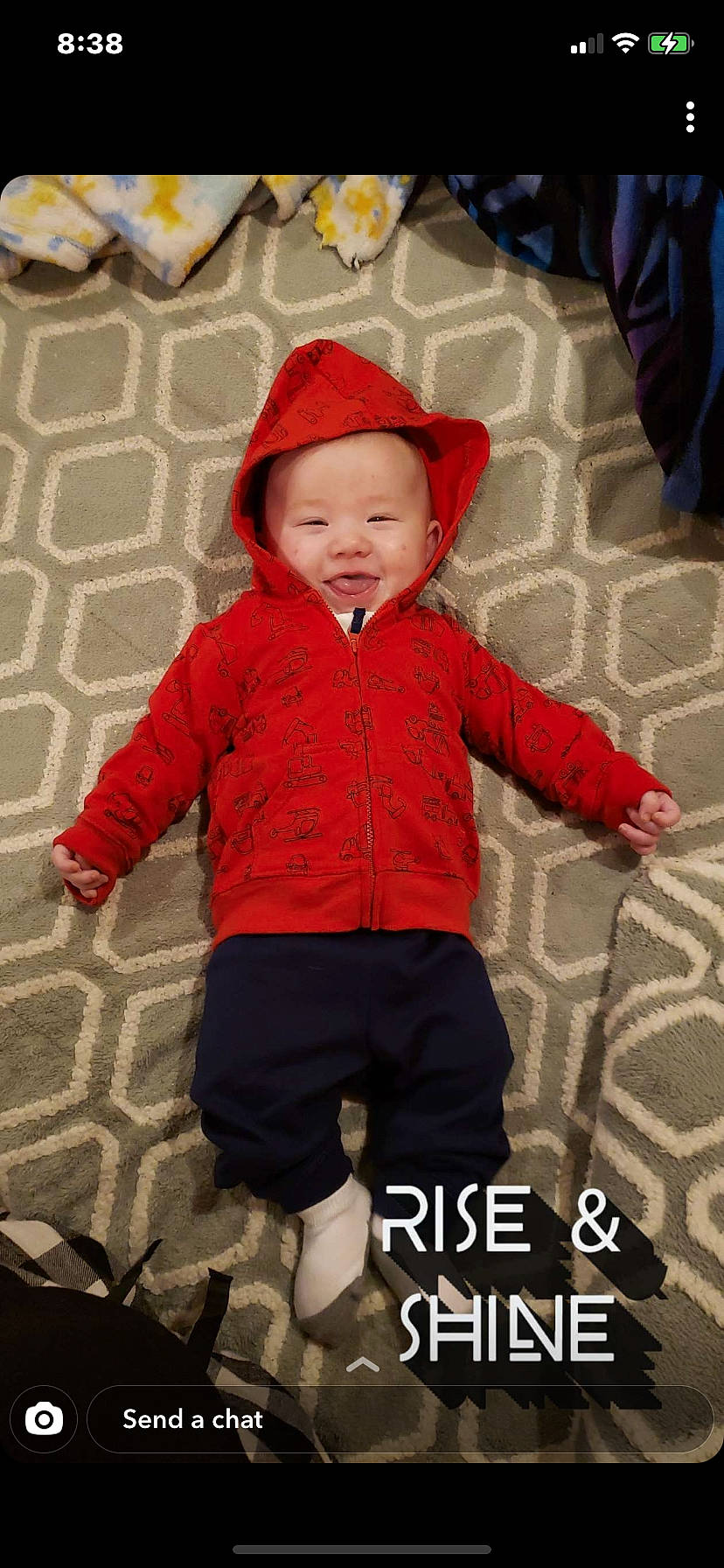 Steven joined the competition — help win amazing prizes! baby, baby_products, baby_toddler_clothing, bonnet, cheek, child, child_model, comfort, costume_accessory, costume_hat, hood, human_body, jacket, person, red, sleeve, toddler, winter