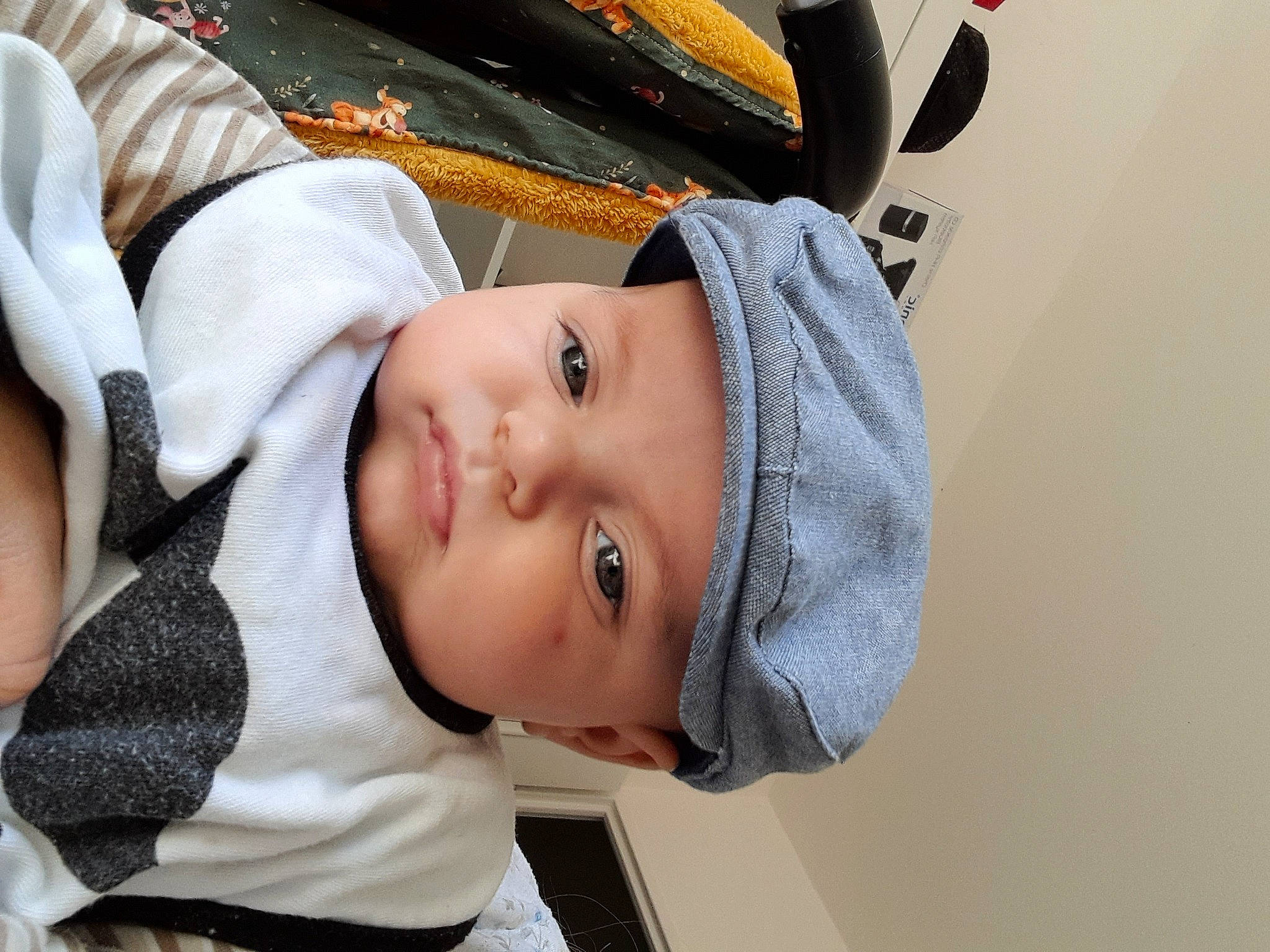 Thyméo participe au concours pour gagner de l'argent avec cette photo : baby, baby_products, baby_toddler_clothing, cap, cheek, child, comfort, eye, fashion_accessory, happy, hat, headgear, headwear, mouth, nose, person, portrait_photography, skin, toddler, tree