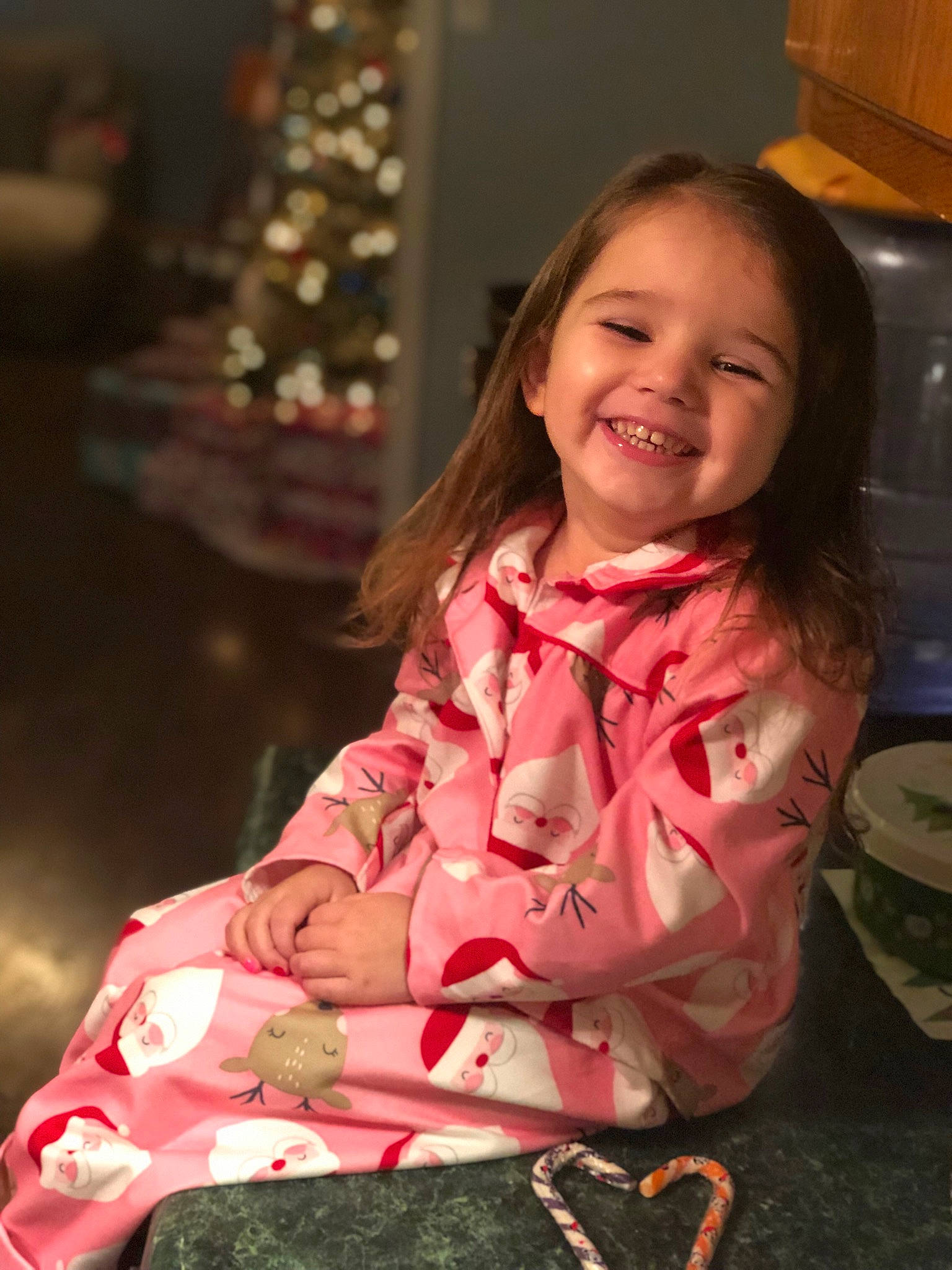 Hayven joined the competition — help win amazing prizes! child, christmas, christmas_eve, holiday, joy, person, pink, sitting, smile, toddler