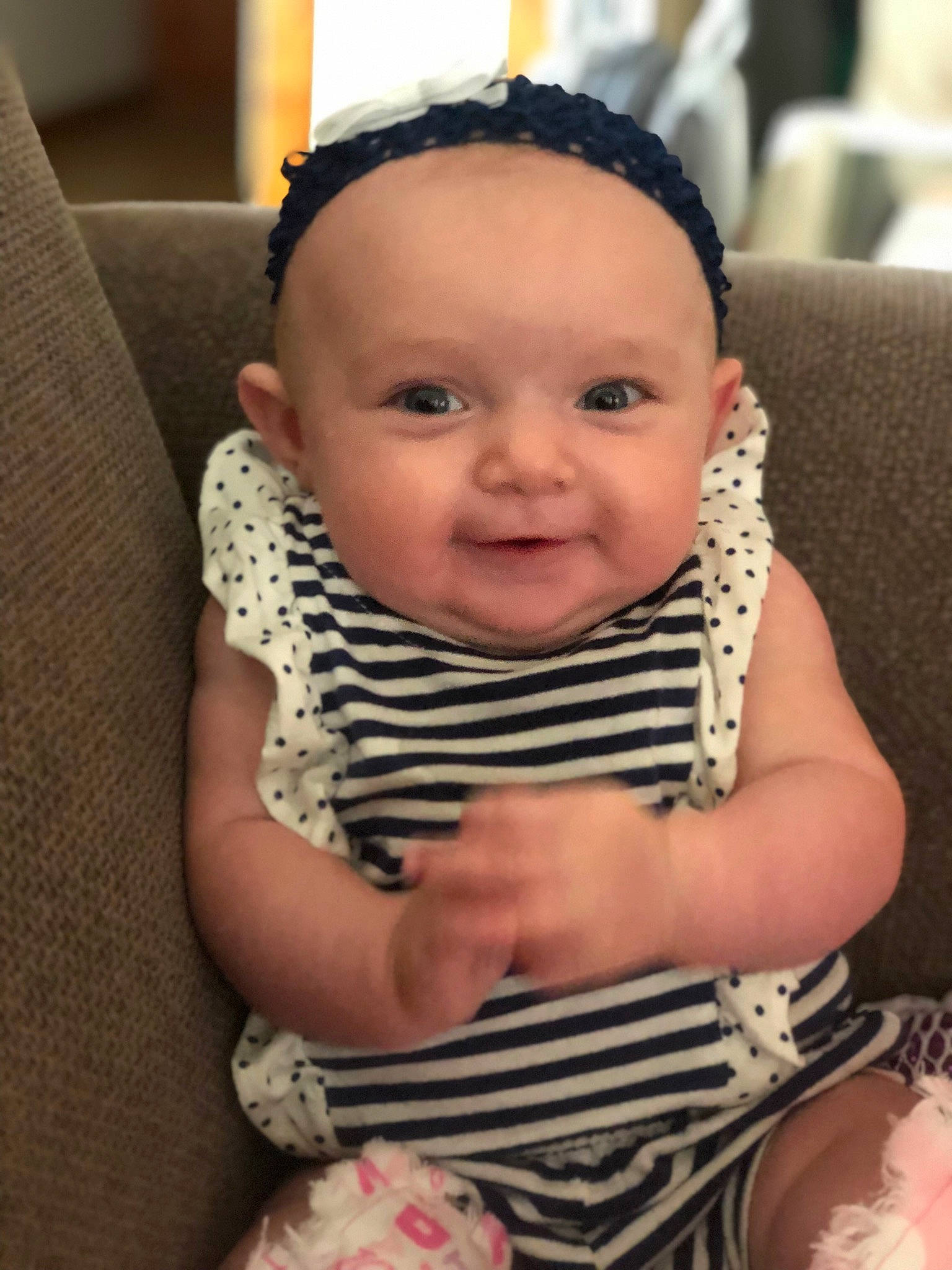 Elaina is registered to the contest to win money with this photo: baby, baby_products, beauty, cheek, child, ear, eye, face, forehead, head, iris, lip, mouth, nose, person, sitting, skin, smile, toddler