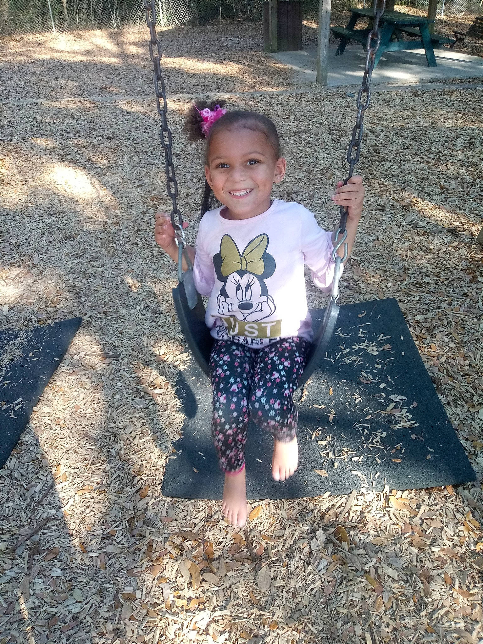 Meilah joined the competition — help win amazing prizes! child, joy, outdoor_play_equipment, person, public_space, swing, toddler
