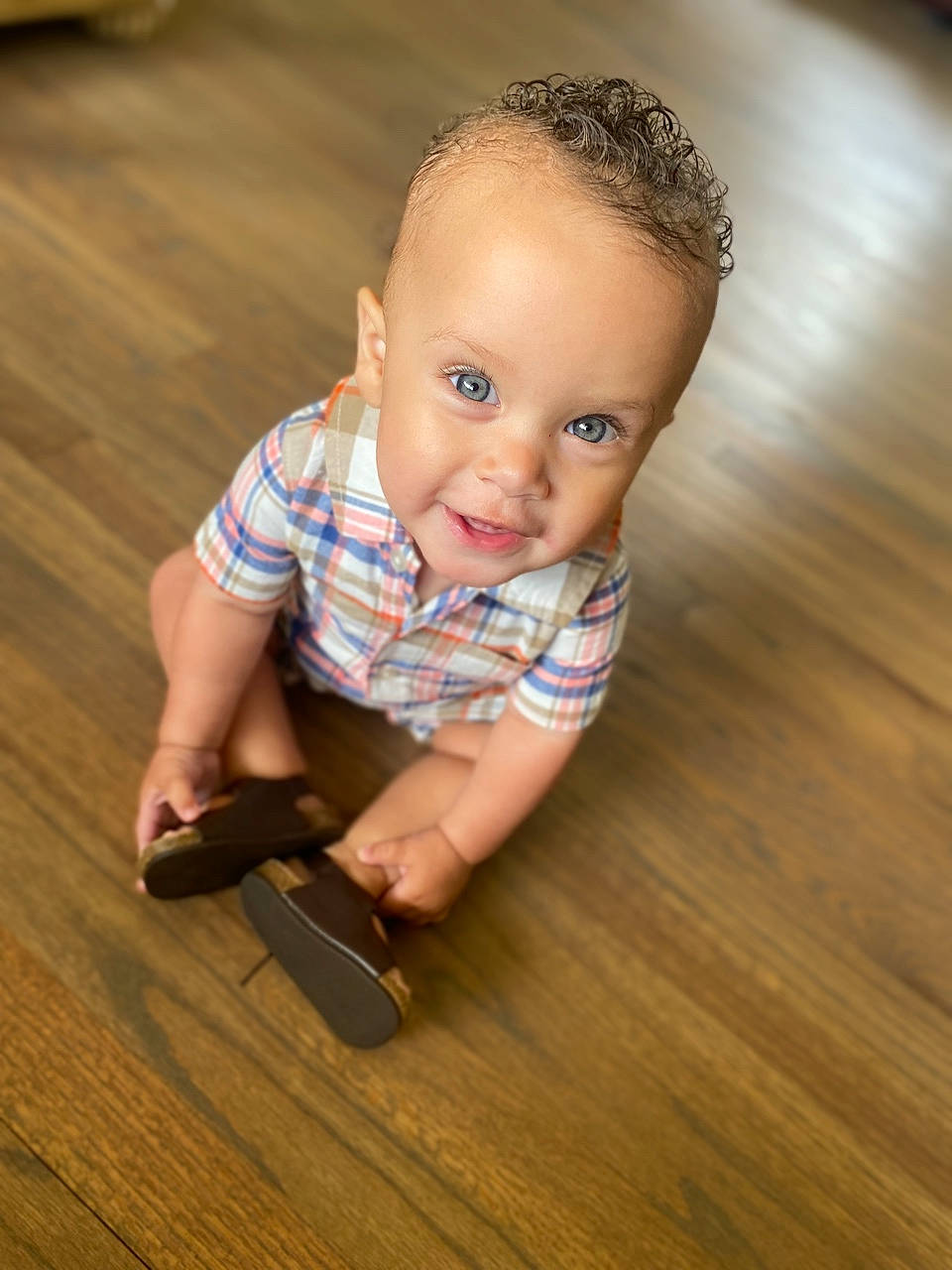 Ronan joined the competition — help win amazing prizes! baby, baby_toddler_clothing, child, crawling, eye, face, flash_photography, floor, flooring, fun, happy, hardwood, laminate_flooring, person, skin, smile, toddler, varnish, wood, wood_flooring
