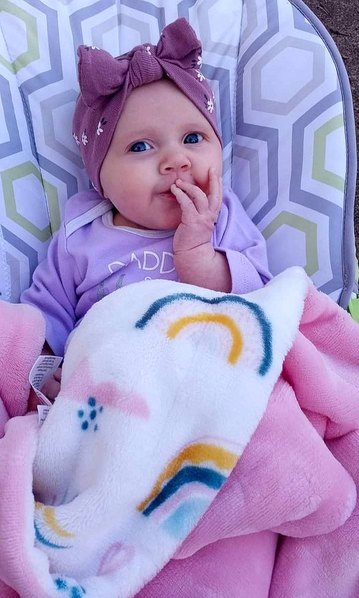 Camille joined the competition — help win amazing prizes! baby, baby_products, baby_sleeping, baby_toddler_clothing, cap, cheek, child, comfort, doll, eyelash, headwear, linens, lip, person, pink, purple, skin, sleeve, textile, toddler