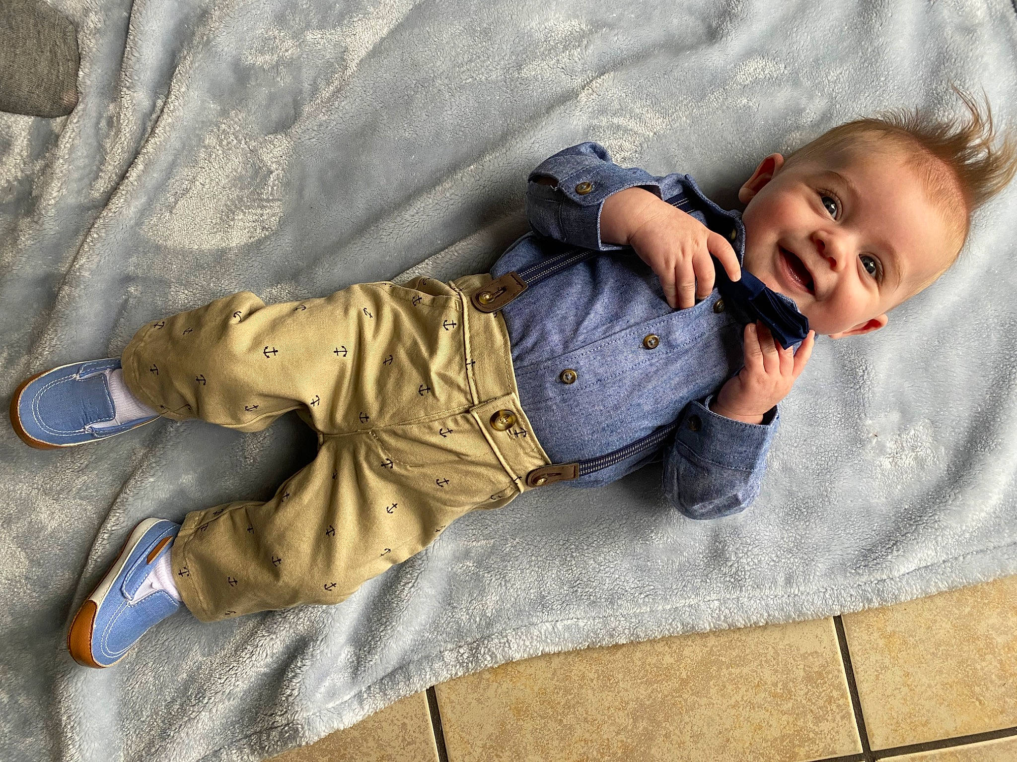 Jamison joined the competition — help win amazing prizes! baby, baby_toddler_clothing, child, clothing, comfort, denim, flooring, foot, grass, grey, human_leg, linens, person, shoe, sitting, sleeve, smile, sneakers, textile, toddler
