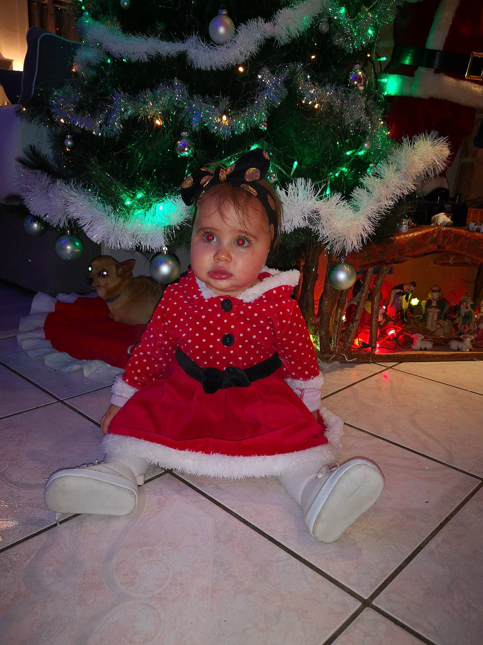 April a rejoint le concours — aidez-le/la à gagner de superbes lots ! child, christmas, christmas_decoration, christmas_eve, christmas_lights, christmas_ornament, christmas_tree, conifer, event, fir, holiday, holiday_ornament, interior_design, person, pine_family, plant, smile, toddler, tree