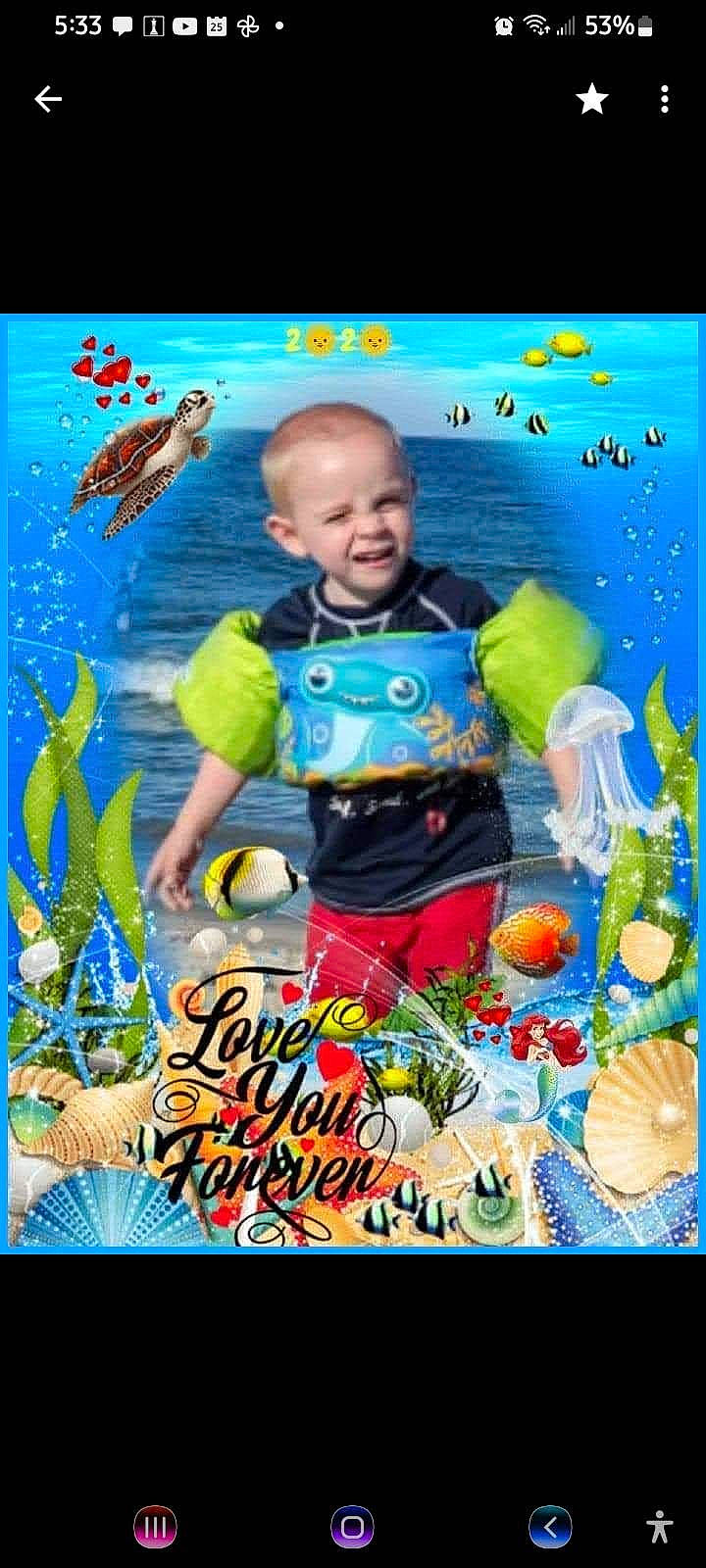 Gunner is registered to the contest to win money with this photo: adaptation, art, baby, child, electric_blue, fish, happy, leisure, natural_environment, nature, organism, people_in_nature, person, poster, product, recreation, smile, summer, toddler, underwater