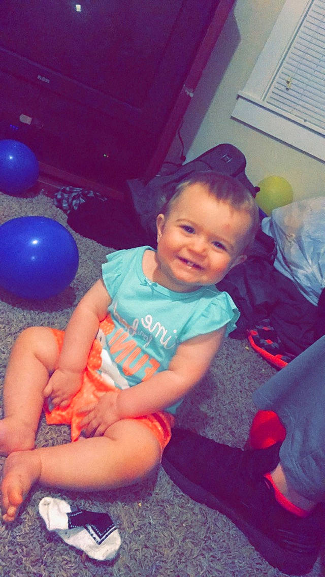 Paisleigh is registered to the contest to win money with this photo: baby, balloon, cheek, child, face, fun, happy, joy, leg, party, party_supply, person, pink, play, skin, smile, toddler, vacation