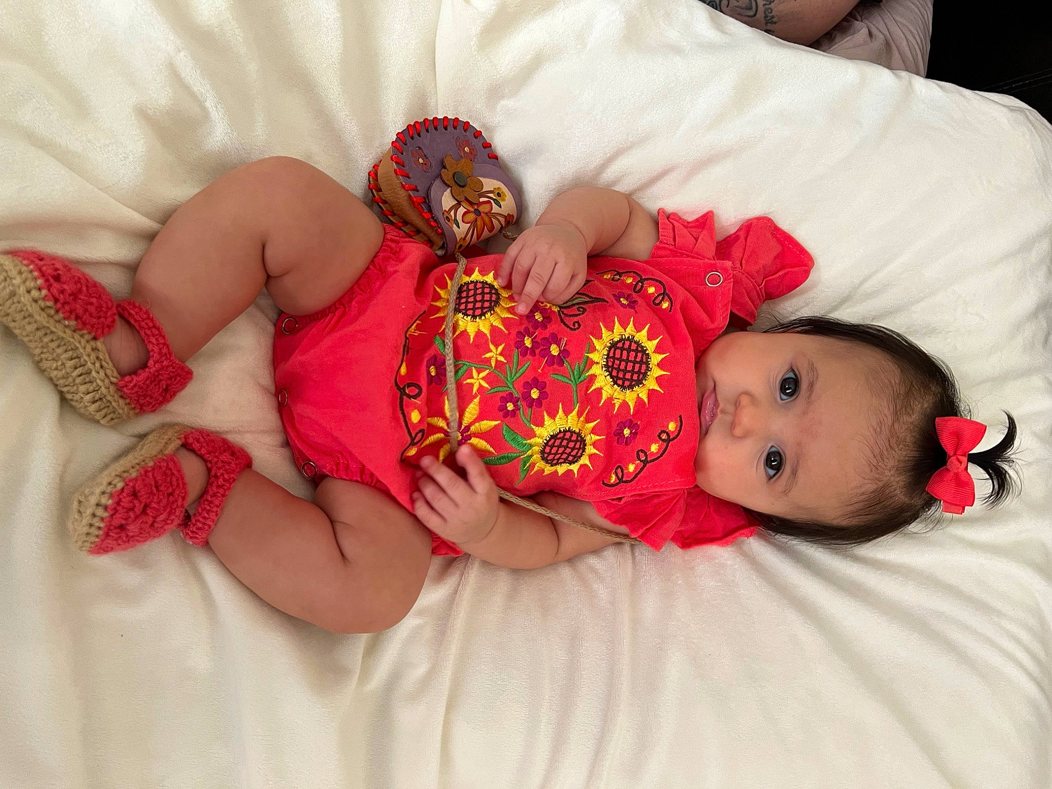 Avayah joined the competition — help win amazing prizes! abdomen, baby, baby_sleeping, baby_toddler_clothing, chest, child, comfort, fashion_accessory, hand, hat, head, human_leg, linens, pattern, person, skin, textile, thigh, toddler, trunk