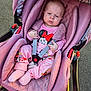 baby, baby_clothes, cartoon, child, clothing, cute, expression, fabric, face, infant, mickey_mouse, outdoor, person, pink, portrait, seat, seatbelt, socks, stroller, toddler