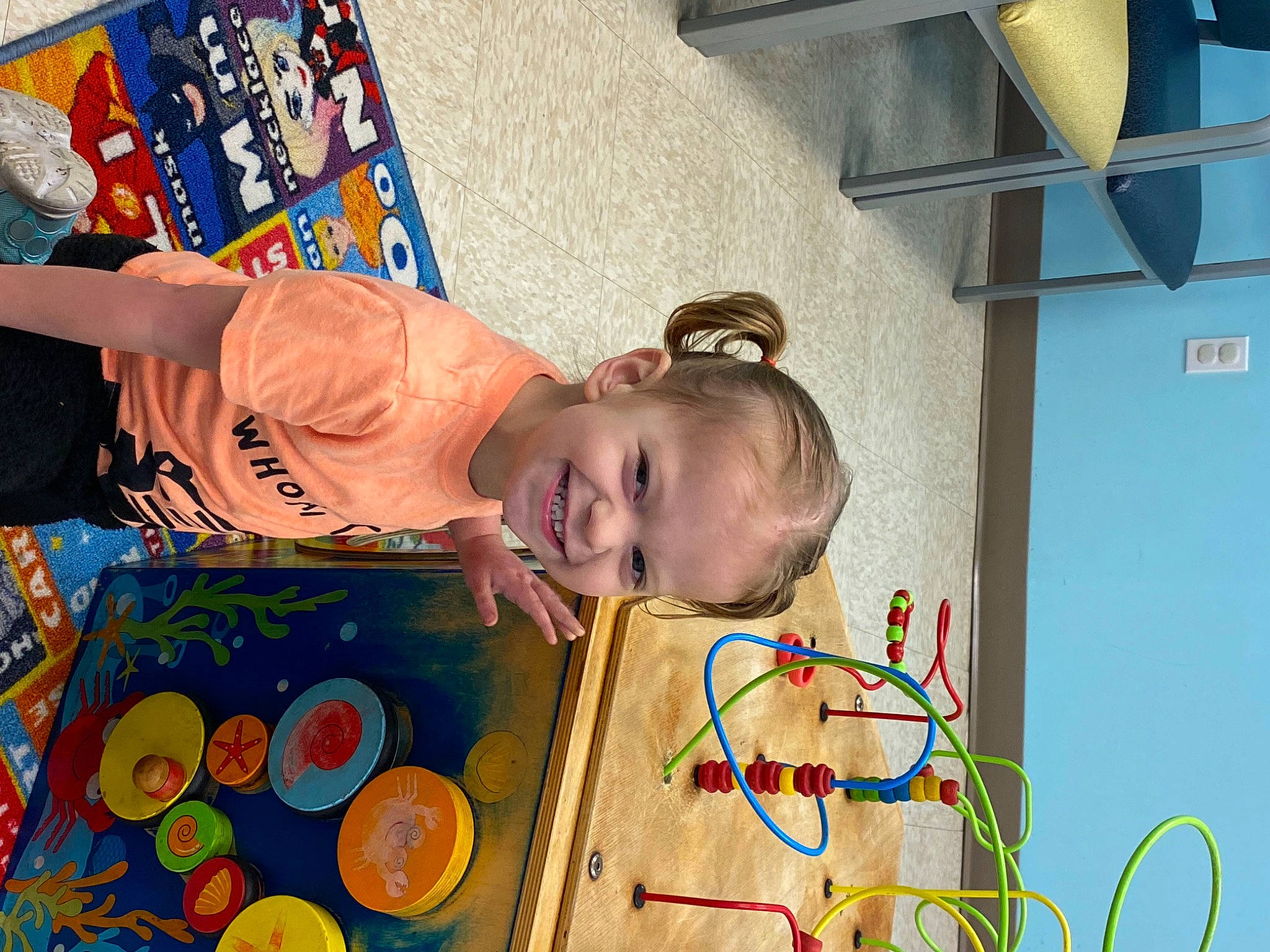 Libby is registered to the contest to win money with this photo: art, baby, baby_products, child, fun, happy, joy, leisure, paint, pattern, person, play, room, smile, toddler, visual_arts, wood