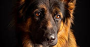 Ulk a rejoint le concours — aidez-le/la à gagner de superbes lots ! alert, amber_eyes, animal, black_background, canine, closeup, dog, dramatic_lighting, ears, fluffy, fur, german_shepherd, golden_fur, long_hair, pet, photography, portrait, sitting, snout, studio