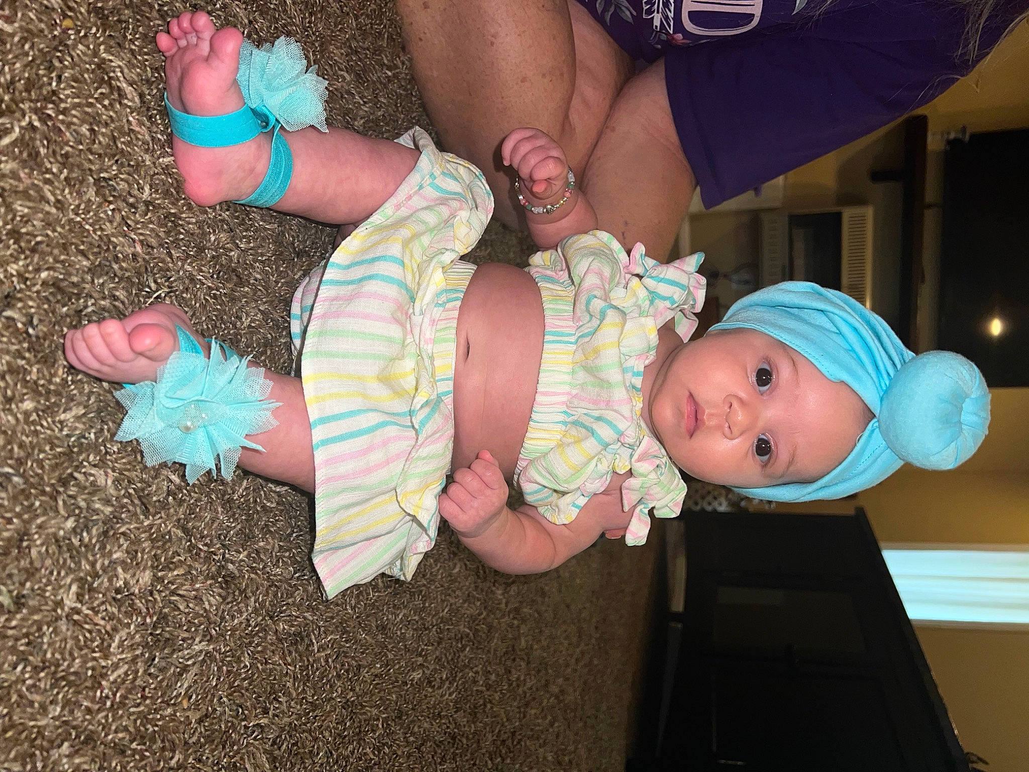 Kennedi joined the competition — help win amazing prizes! baby, baby_toddler_clothing, child, fashion_accessory, finger, foot, fun, grass, happy, hat, headwear, human_body, human_leg, nail, pattern, person, pink, smile, sock, thigh