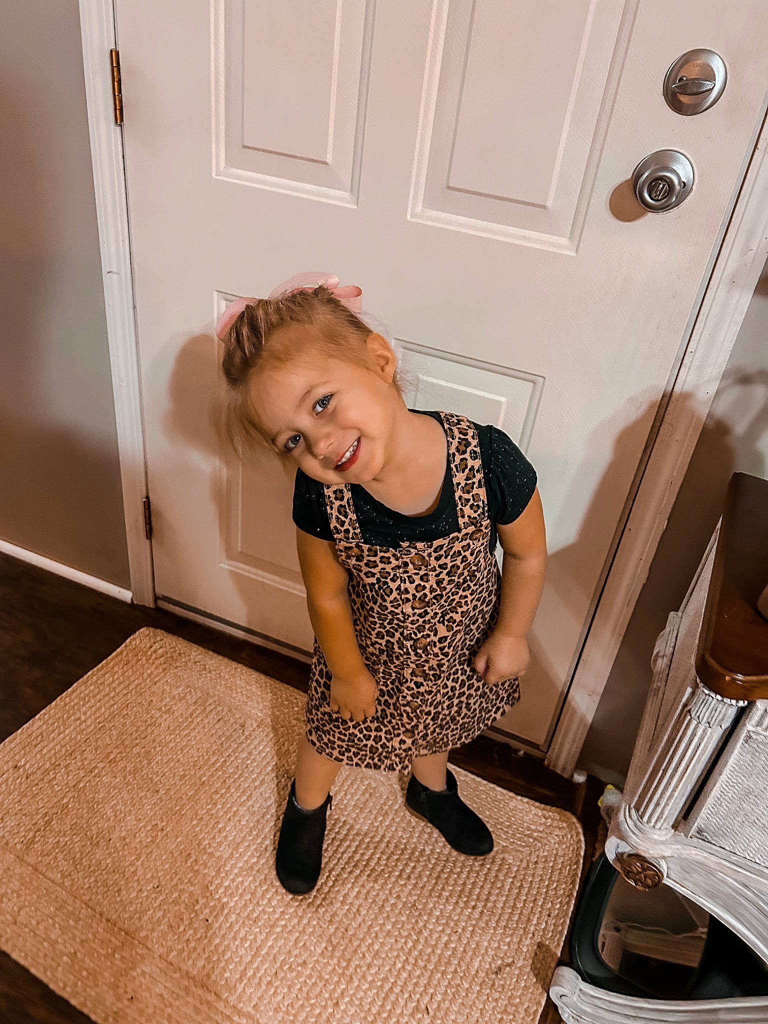 Emery joined the competition — help win amazing prizes! dress, elbow, fashion_design, flash_photography, floor, flooring, foot, happy, hardwood, human_leg, joy, knee, leg, person, sleeve, sportswear, stairs, standing, thigh, trunk