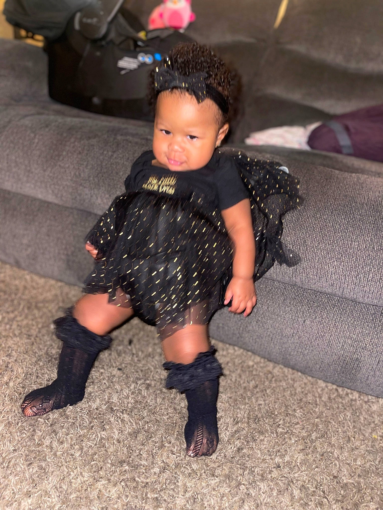 Skylar joined the competition — help win amazing prizes! baby_toddler_clothing, black, boot, child, couch, day_dress, dress, fashion_accessory, fashion_design, flash_photography, formal_wear, hat, human_leg, leg, pattern, person, sandal, sleeve, sock, thigh