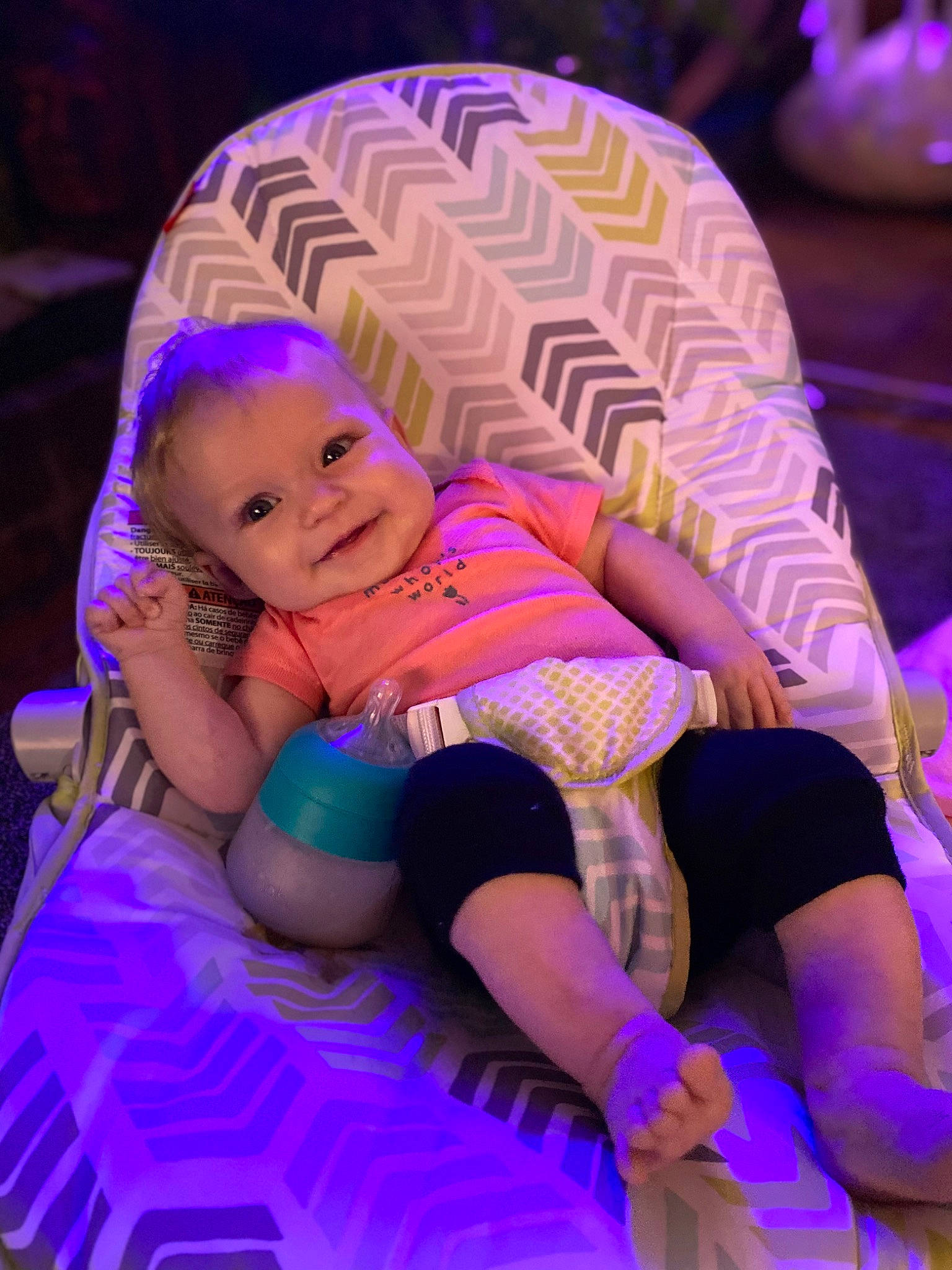 Journey joined the competition — help win amazing prizes! baby, baby_toddler_clothing, chair, entertainment, eye, facial_expression, flash_photography, fun, happy, human, human_body, joy, leisure, magenta, person, pink, purple, skin, smile, thigh