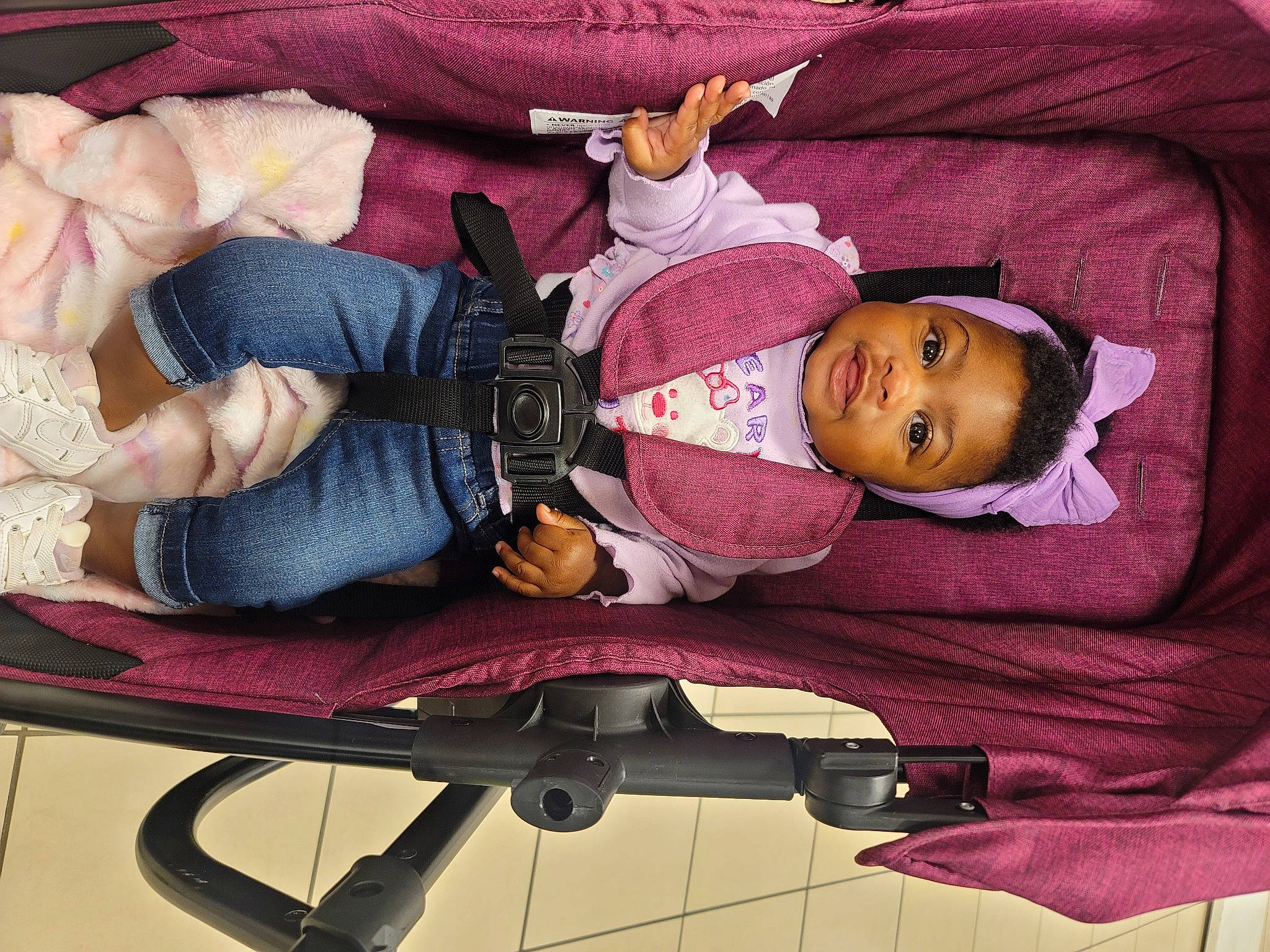 Lyra is registered to the contest to win money with this photo: baby, child, comfort, furniture, person, pink, toddler